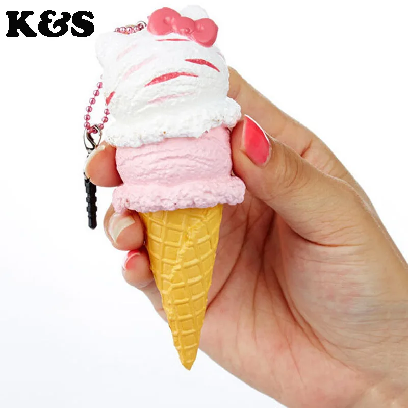 Original Package Rare Hello Kitty Squishy Sweet Kawaii 5pcs lot Ice Cream Cone Licensed Squishies Toy