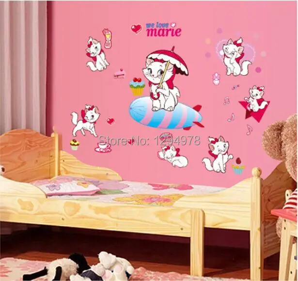 Super Beautiful 41"x28" (105x70cm) AY7087 Marie Cat Wall Decal Cartoon