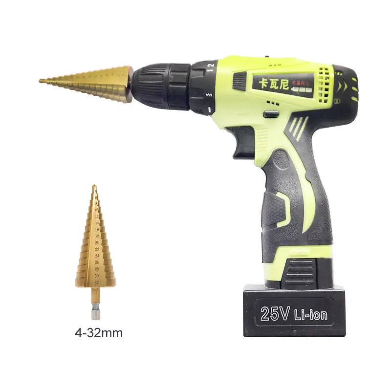 

ATORCH 4-32mm The Pagoda Shape HSS Triangle Shank Pagoda Metal Steel Step Bit Hole Drill Cone Countersink Titanium