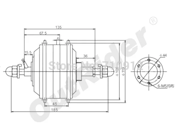 

Qualitified 36V Rear Expansible 7-speed Hall/ no hall Ebike/Electric Bike Hub Motor340rpmOR01B6
