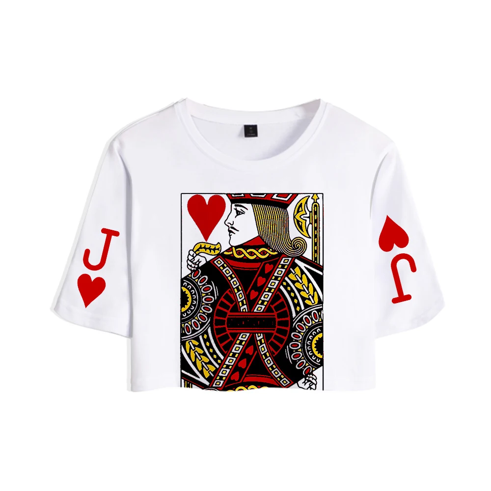 Kpop Poker 3D Jack queen King женский открытый пупок верхняя Футболка Harajuku T Shein летние мягкие