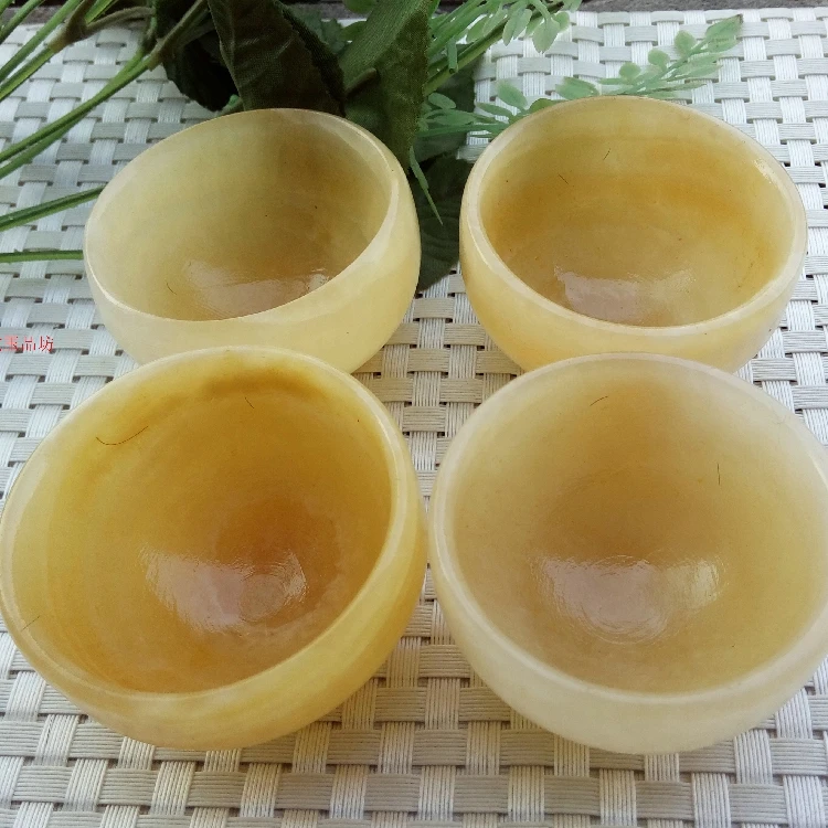 

China yellow jades carved jade cups of tea Kung Fu Bowls 1pieces