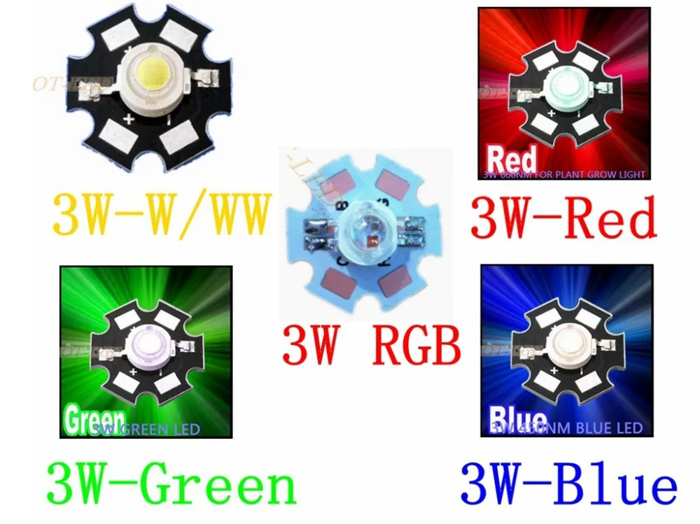 50pcs High Power Led Chip 3W WW NR PW CW Super Bright Intensity Light Emitter Co