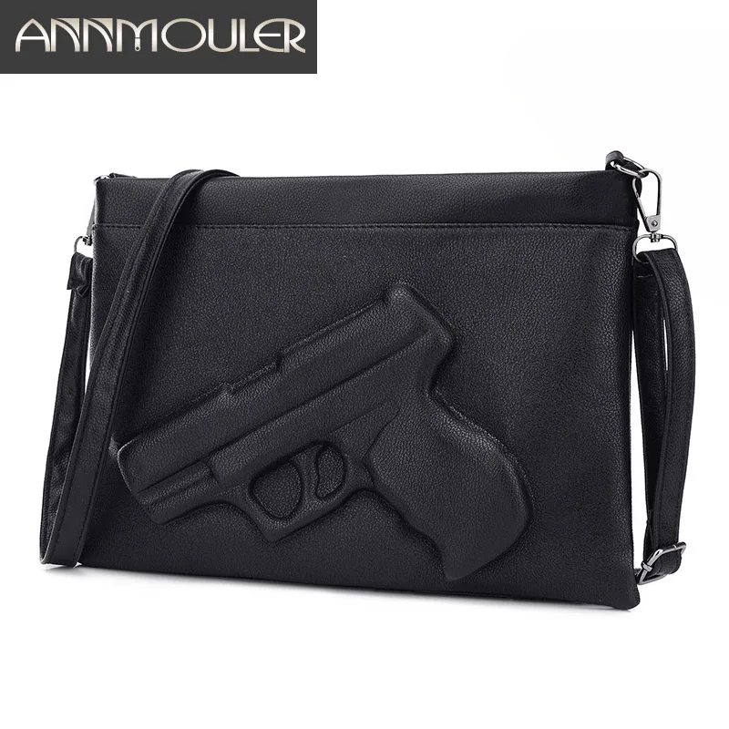 

Annmouler Women Handbag High Quality Women Clutch Bag 3D Gun Embossed Pistol Bag Designer Envelope Crossbody Bag for Girls