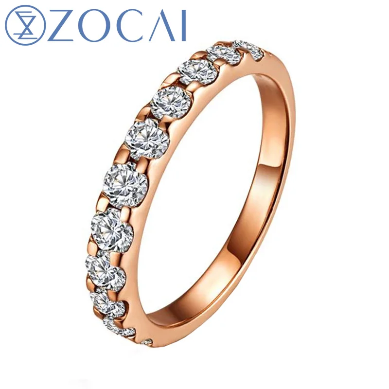 ZOCAI натуральный 0 55 CT Сертифицированный SI / H Круглый вырез 18K розовое золото