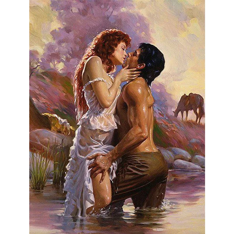 

DIY 5D Diamond Painting Cross Stitch Round Mosaic Diamond Embroidery Couple Needlework Patterns Rhinestone Paintings