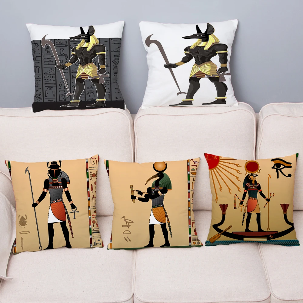 

Egypt Ancient Totem Pharaoh Cushion Cover Super Soft Short Plush Pillowcase 45*45cm Throw Pillows Covers Home Decor Pillow Case