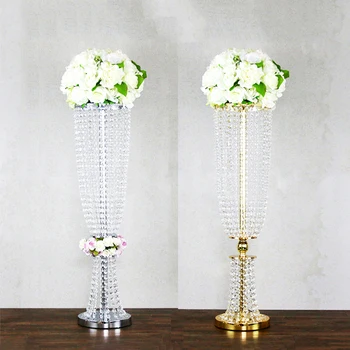 

wholesale 80cm flower vase party stage decor crystal wedding aisle road lead props wedding table event wedding flower holder