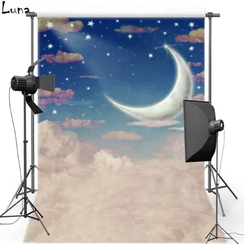 

MEHOFOTO Cartoon Cloud Vinyl Photography Background For Newborn Night Moon New Fabric Flannel Background For Photo Studio 2733