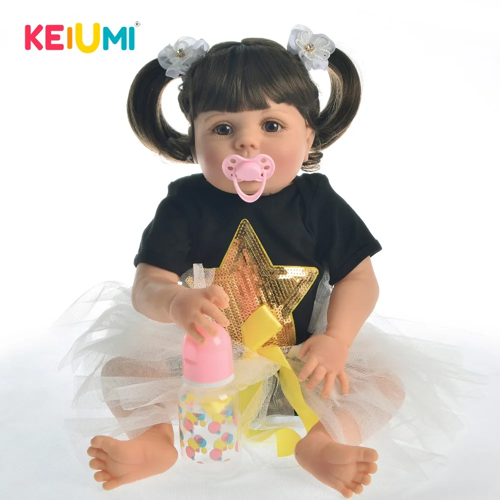 

2019 Hot Sell 23 Inch Lovely Reborn Baby Doll Adorable Lifelike KEIUMI Doll Girl With Full Silicone For Surprise Christmas Gift