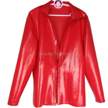 Футболка из латекса с длинными рукавами спереди молния Gummi Форма Резиновая верхняя одежда размера плюс