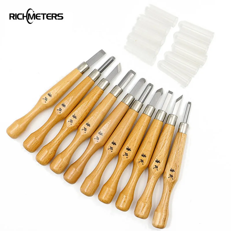 

10 Pcs/set Wood Carving Tool Kit with Wooden Handle Multi-function Cutter Knife Tools for Carving Wood