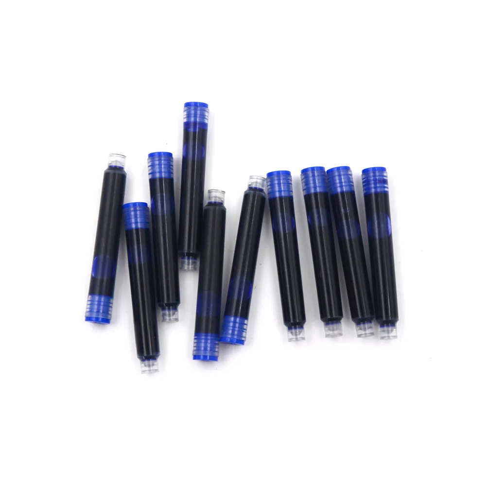 

10pcs Ink Fountain Pen Ink Cartridge Refills Disposable Blue and Black Length Fountain Pen