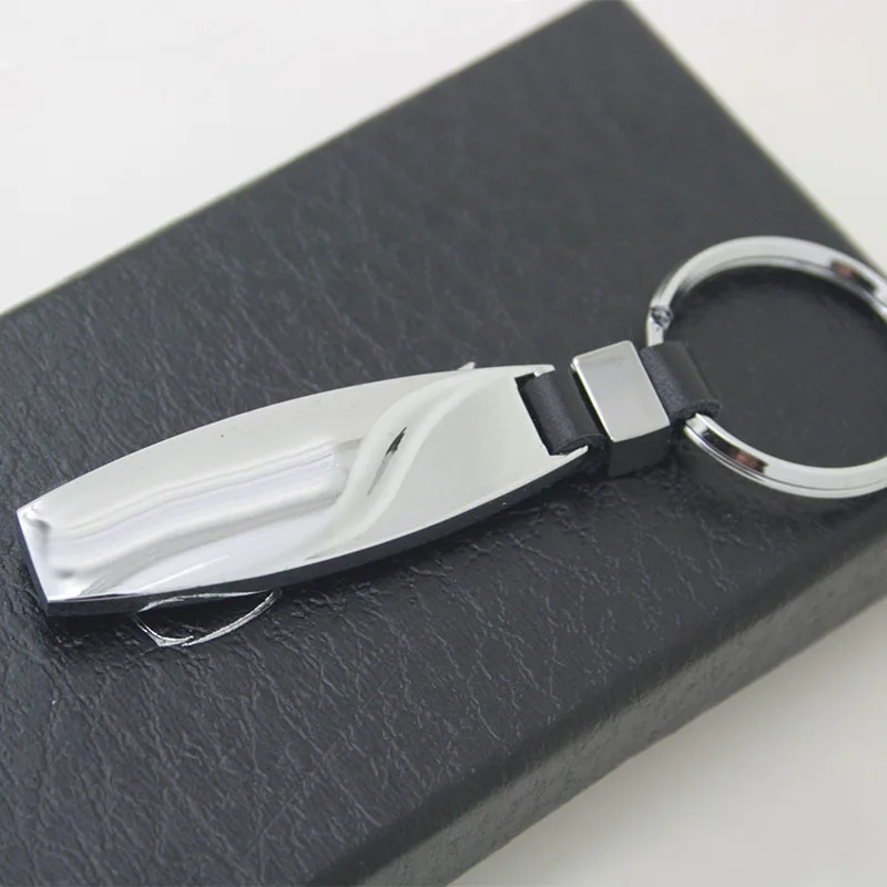 

30pcs 3D Chrome Metal Leather Car Styling key ring auto key chain luxury key ring chain key32001MIX