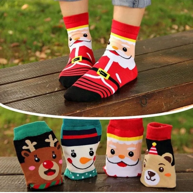 Женские носки с принтом Санта-Клауса снеговика оленя повседневные женские рождественские хлопковые носки Рождественский подарок FS99