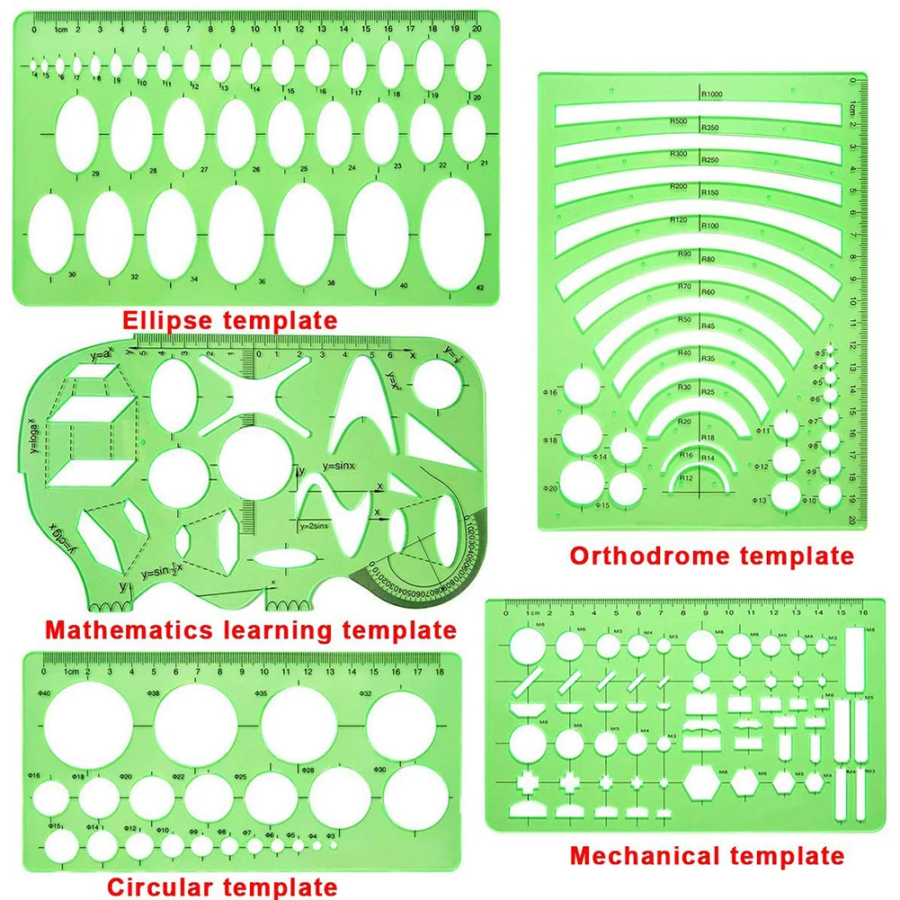 

11 Pcs Geometry Stencils Set Multifunction Rulers Learn Drawings Templates Measuring Architecture Math Work Student Office