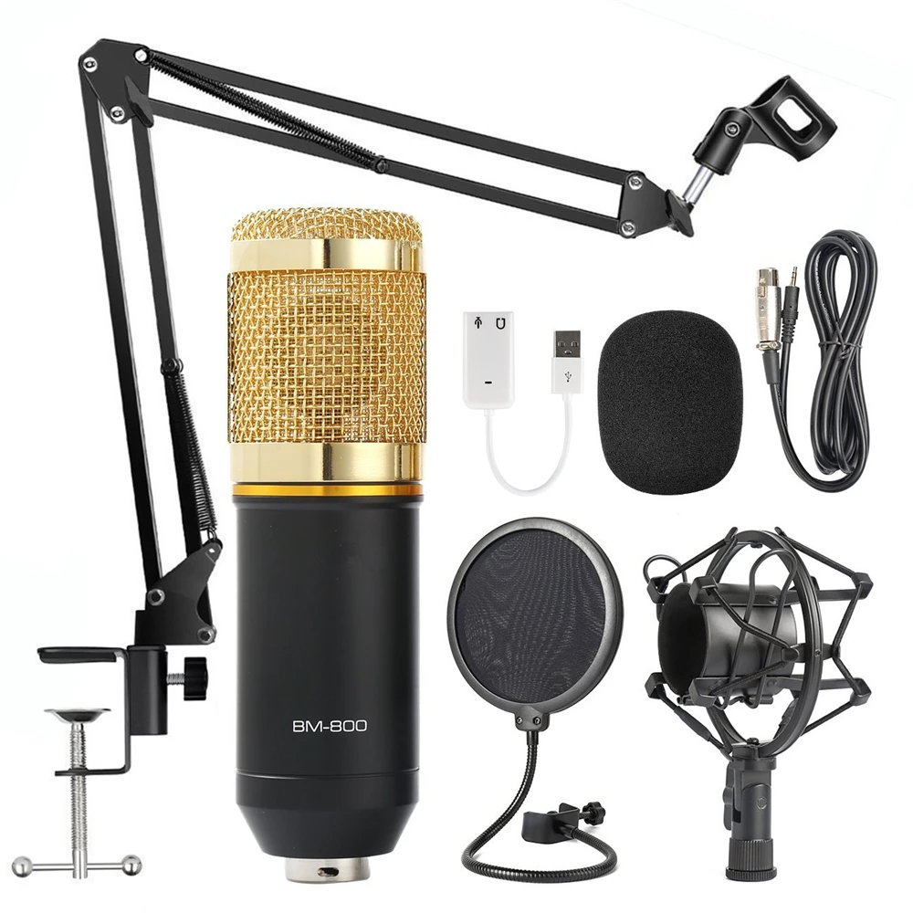 

Hot sale Professional BM-800 Condenser Microphone BM 800 Cardioid Pro Audio Studio Vocal Recording Mic+Standing holder