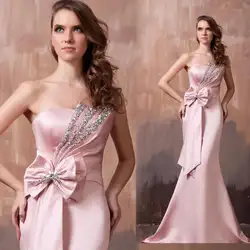 Бесплатная доставка макси платье 2016 коктейль новый дизайн моды рыбий хвост свадебные платья formales розовый длинные бисером Русалка вечерние