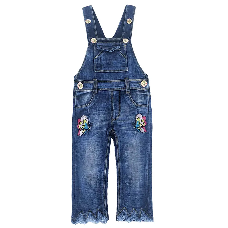 Весенне-осенние джинсовые комбинезоны для маленьких девочек от 18 месяцев до 5 лет хлопковые джинсовые штаны для малышей, осенняя одежда для малышей - Цвет: Синий