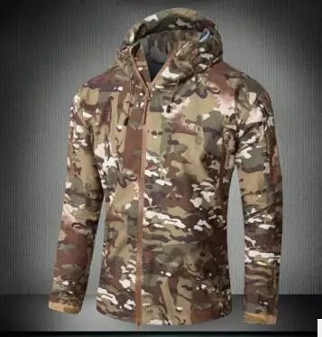 Открытый водонепроницаемый жесткий корпус Военная тактическая куртка для мужчин камуфляж с капюшоном Hardshell тонкий давление клей ветровка пальто Топы - Цвет: CP
