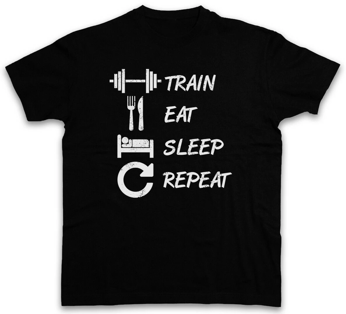 

Train Eat Sleep Repeat T-Shirt Curls Hard No Pain No Gain Fun Muscle Gainz Fun Men's O-Neck tshirt
