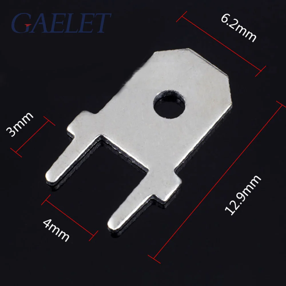 

100pcs 6.3mm PCB welding sheet Inserts Plug male Terminal 250 PCB Solder lug thickness 0.8 two legs ZK30