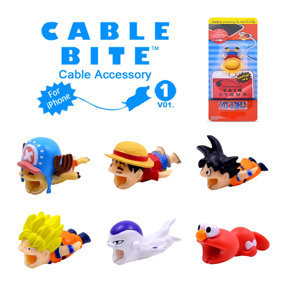 

CHIPAL One Piece Bite Cable Protector for iPhone Cable Chompers Organizer Cartoon Chopper Luffy Cute Animal Bites Holder Winder