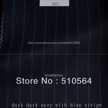 150 s шерсть на заказ костюм Для мужчин темно-синий с голубой полосой костюм комплект из трех предметов(куртка+ брюки+ жилет