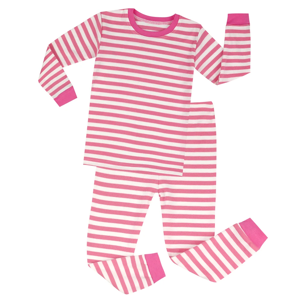 New Baby Girls Pink and White Striped Pajamas Pijama Infantil Kids Girls Children Christmas Pajama Sets Girls Nightwear Homewear