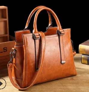 Genuine Leather Bags Tote Purse Handbag Women Messenger Shoulder Top Handle Vintage CLASSIC bolsa feminina bags T63 - Цвет: Коричневый