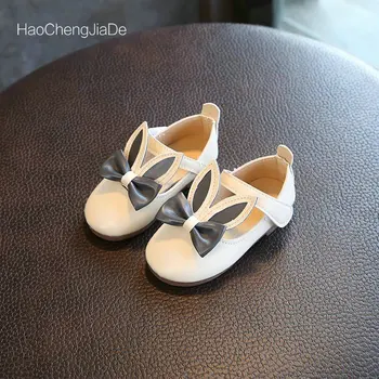 

2018 New spring autumn girl cute princess shoes Fashion rabbit ears leather shoes soft bottom non-slip cartoon baby casual shoes