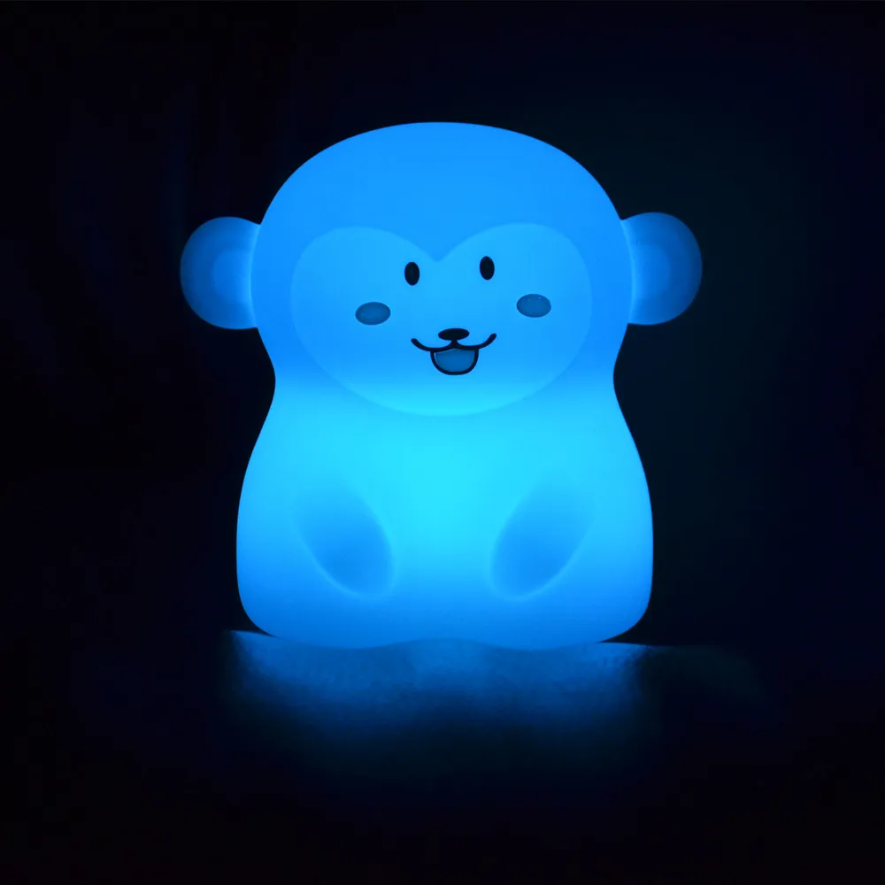 SuperNight Cute Cartoon Monkey LED Night Light Touch Sensor 9 Colors Silicone Kids Children Baby Bedroom Bedside Table Lamp Gift (13)