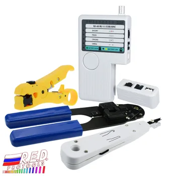 

Combo Set Network Cable Tester Tool Kit-Crimping Crimper Tool RJ45 RJ11 USB BNC cable Stripping Universal Tool