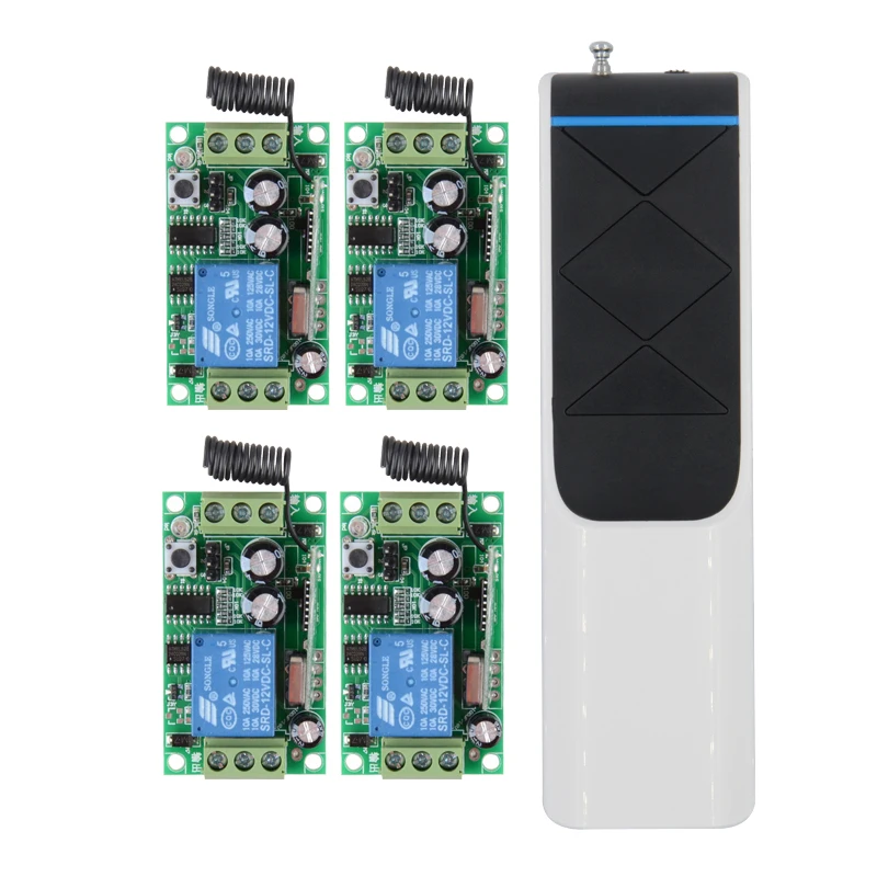 

DC12V 1CH RF 315MHZ /433MHZ 4PCS Receiver Switch Remote Wireless Remote Control Switch System With Power 4000M Transmitter