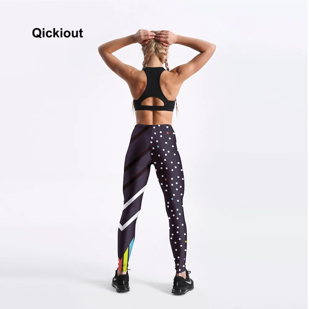 Qickitout женские леггинсы с высокой талией Модные Полосатые облегающие легинсы для фитнеса athleisure эластичные неоновые спортивные Леггинсы для тренировок