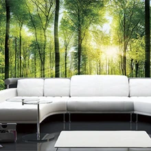 Пользовательские 3D печать DIY ткань и текстильные обои для стен моющийся матовый шелк для гостиной солнце в лесу зеленый природа хорошее