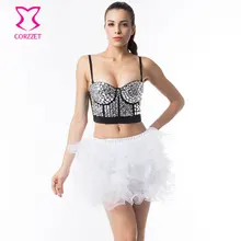 Кристалл драгоценного Бисер soutien ущелье пуш-ап бюстгальтер укороченный топ с юбкой Bralette комплект пикантные Бюстгальтеры для женщин для Для женщин клуб drancewear