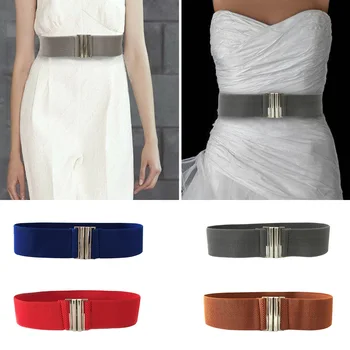 

Fashion Metal Buckle Belt Women Solid Soft Stretch Trimmer Elastic Waist Belt Korean Style Durable Waistband Accessories #2