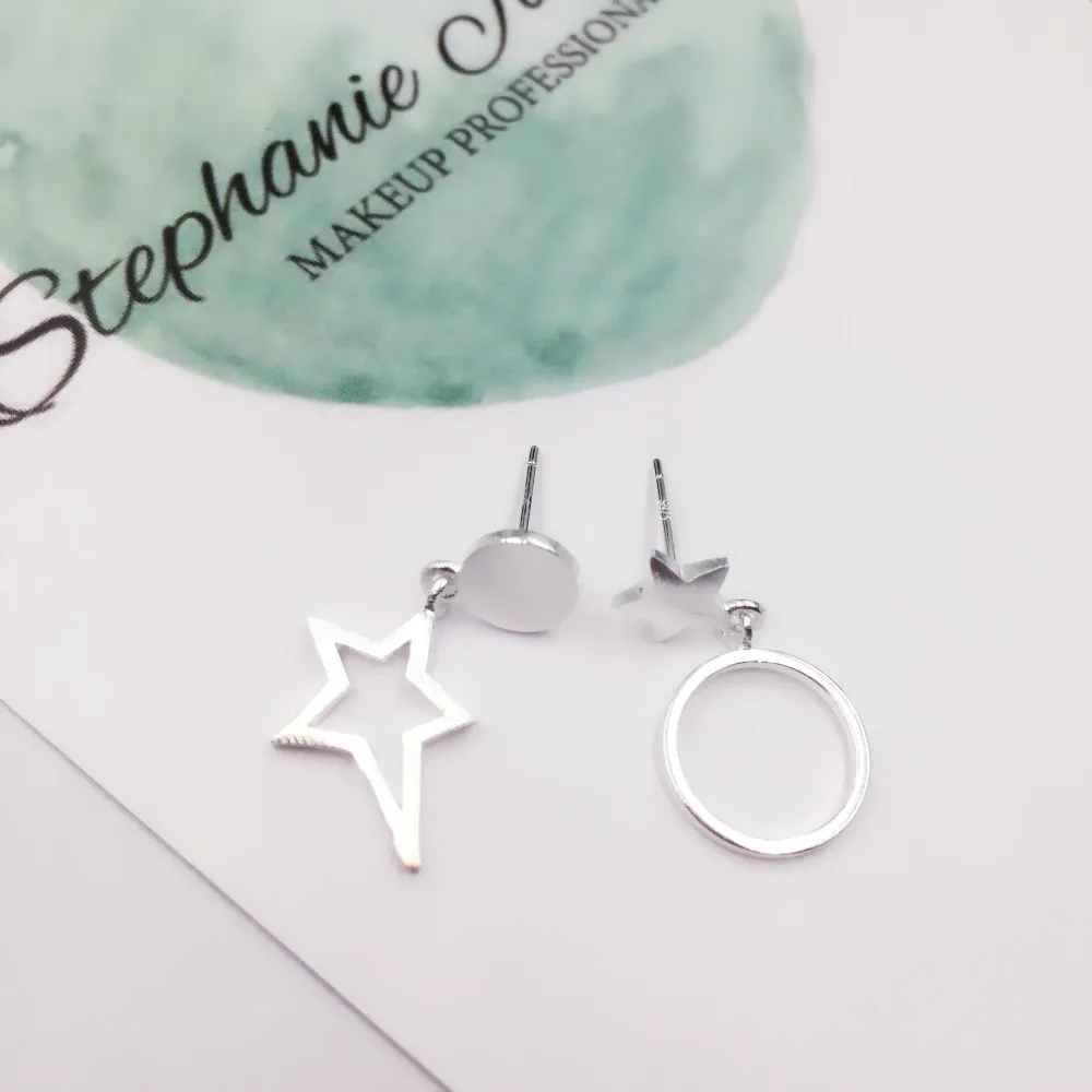 

Hot Selling 925 Sterling Silver Fashion Star Dangle Earrings for Women Asymmetry Drop Earring Jewelry Gift