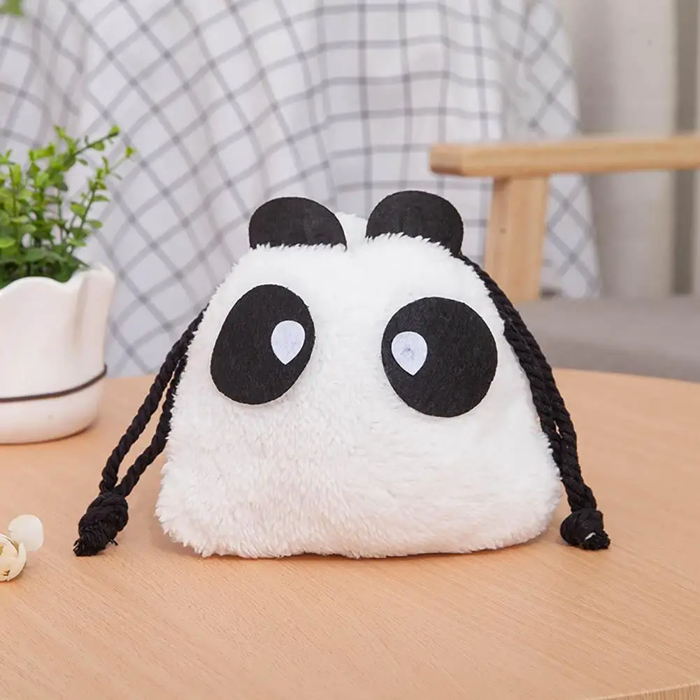 

Cute Cartoon Panda Plush Drawstring Makeup Storage Bag Women's Cosmetic Pouch