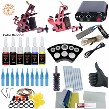 Полный комплект татуировки 6 цветов тату чернила наборы катушки машинка для тату набор питания Иглы завершенные постоянные принадлежности для макияжа комплект