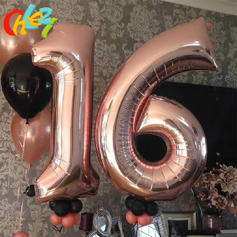 40 дюймов розового золота номер Фольга шары большие цифры гелий шарики свадебные украшения на день рождения для празднования вечеринок Baby Shower