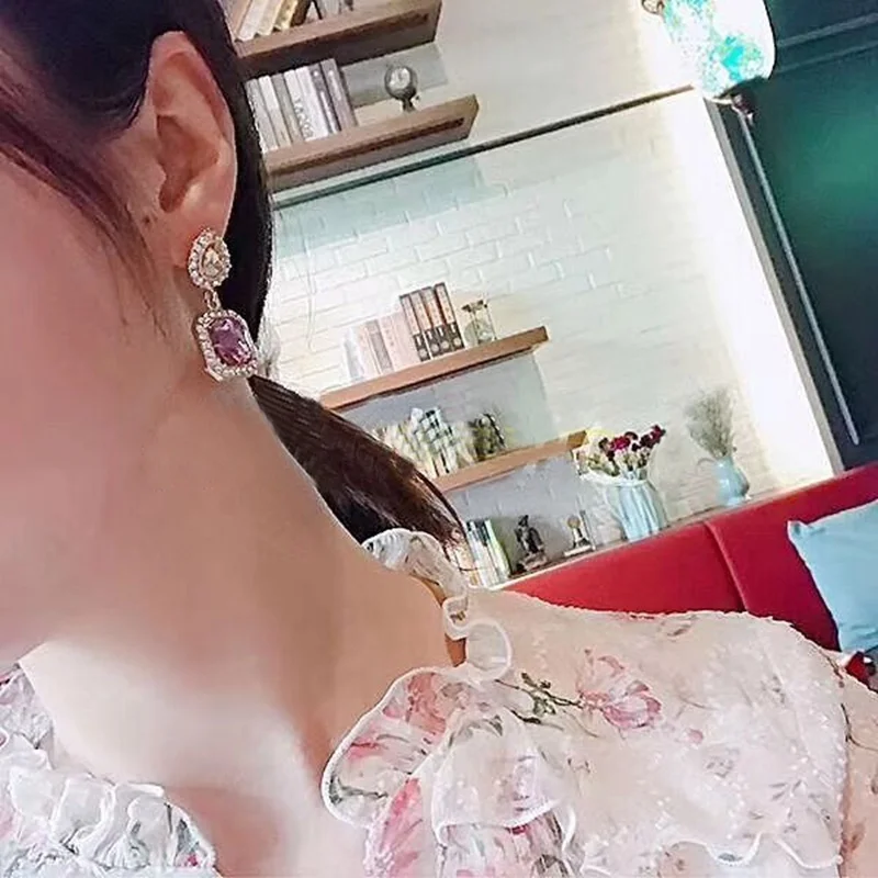 MENGJIQIAO корейские новые модные квадратные висячие серьги с кристаллами для женщин элегантные вечерние ювелирные изделия для ушей Роскошные серьги