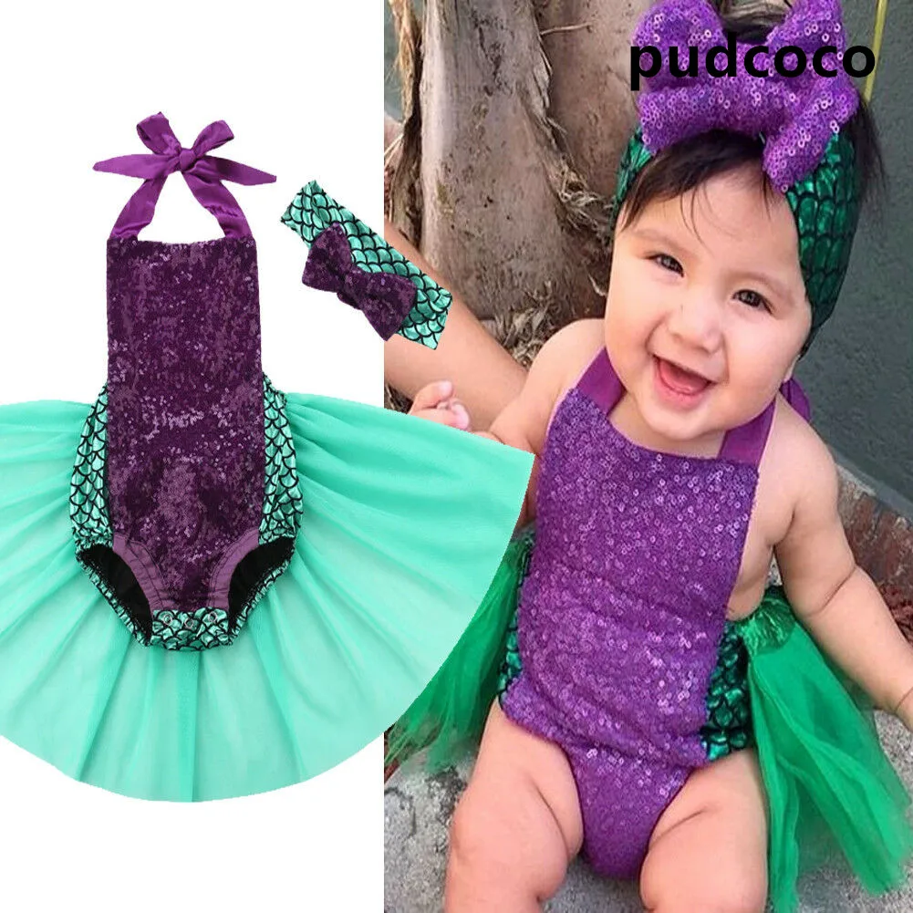 

2019 Summer Casual Newborn Baby Girls Sleeveless Bodysuit Tulle Dress Jumpsuit Sunsuit Outfits Size 0-24M