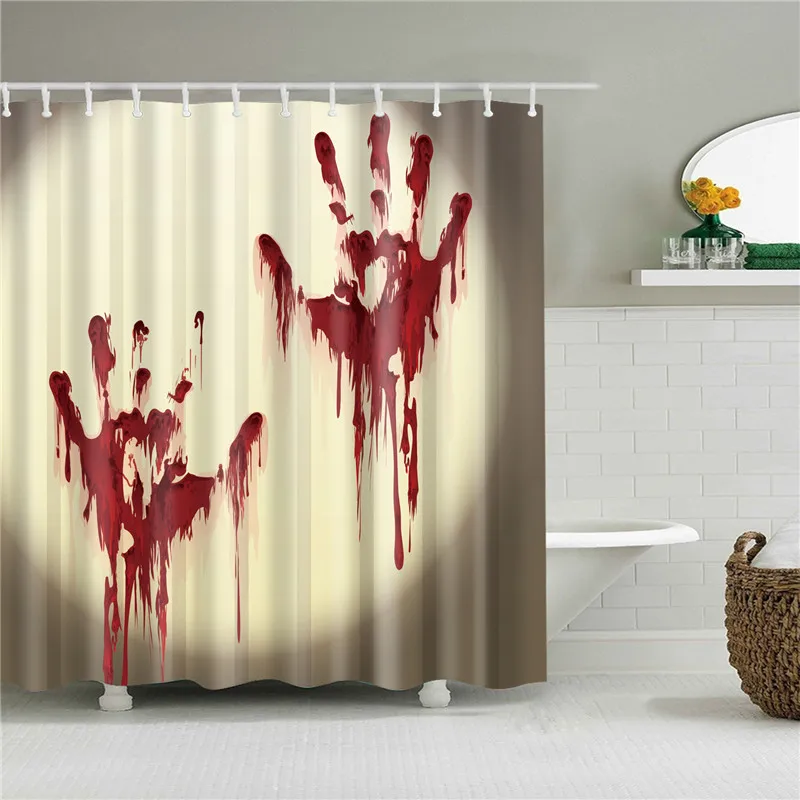 Хэллоуин ужас Душ шторы печать экран Ванная комната Водонепроницаемый 12 крючков полиэстер для ванной шторы украшение для дома