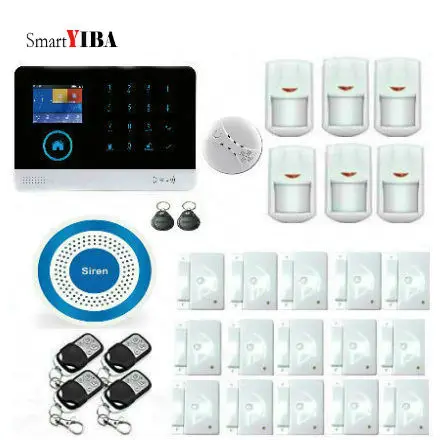 

SmartYIBA 2.4G WiFi Home Burglar Security Alarm System GSM Wireless Home Alarma Metal Remote Control Flash Siren Smoke Sensor