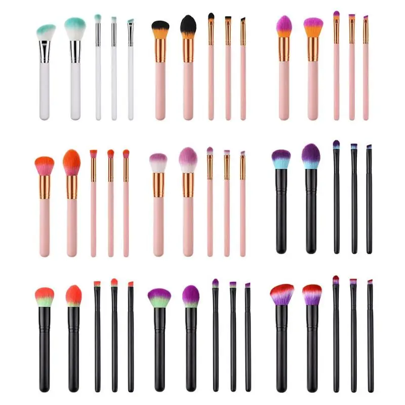 

5pcs Makeup Brushes Set Soft Bristles Foundation Blush Cosmetic Brush Beauty Tool Wooden Handle Simple and Stylish Nordic Style