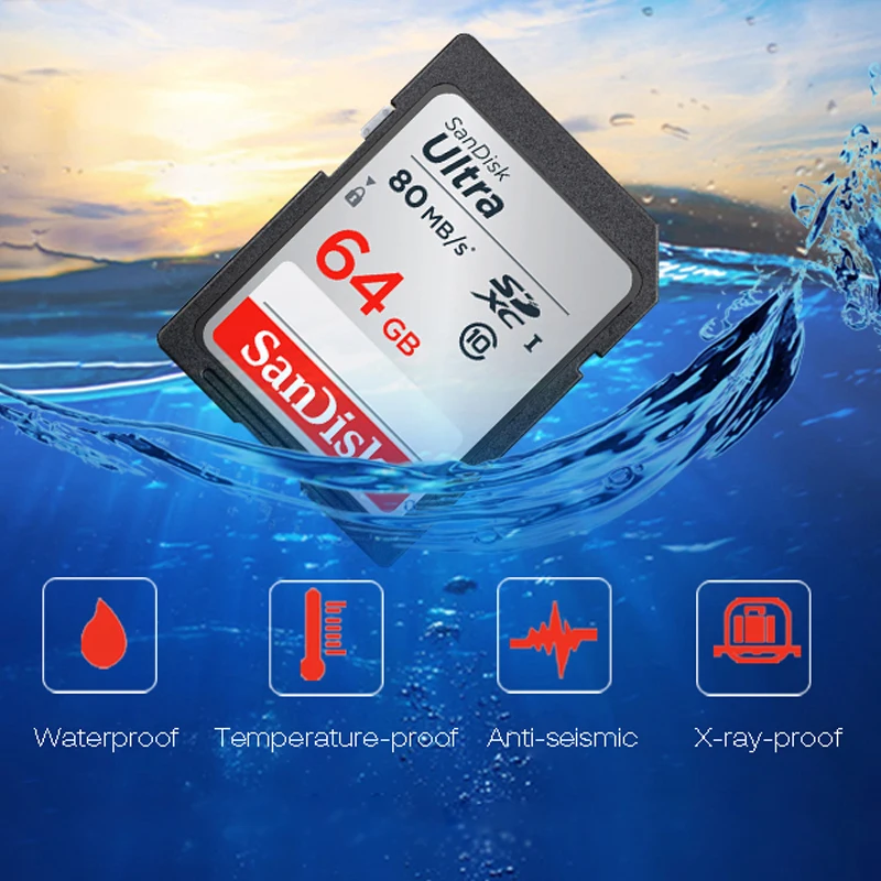 SanDisk Карта памяти SDHC/SDXC класс 10 16 ГБ 32 64 128 ГБ|Карты памяти| |