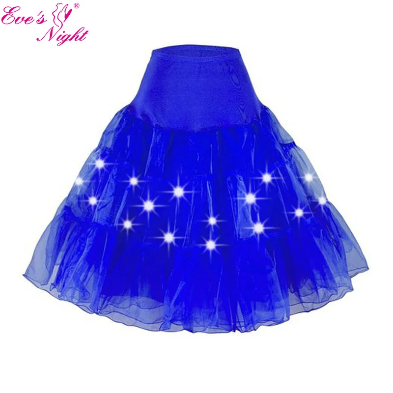 Led Lighting Party Dance Show Midi Tutu Skirt Women Festival Big Hem Mesh Pleated Petticoat Plus Size 3xl 4xl 5xl 6xl Dropship