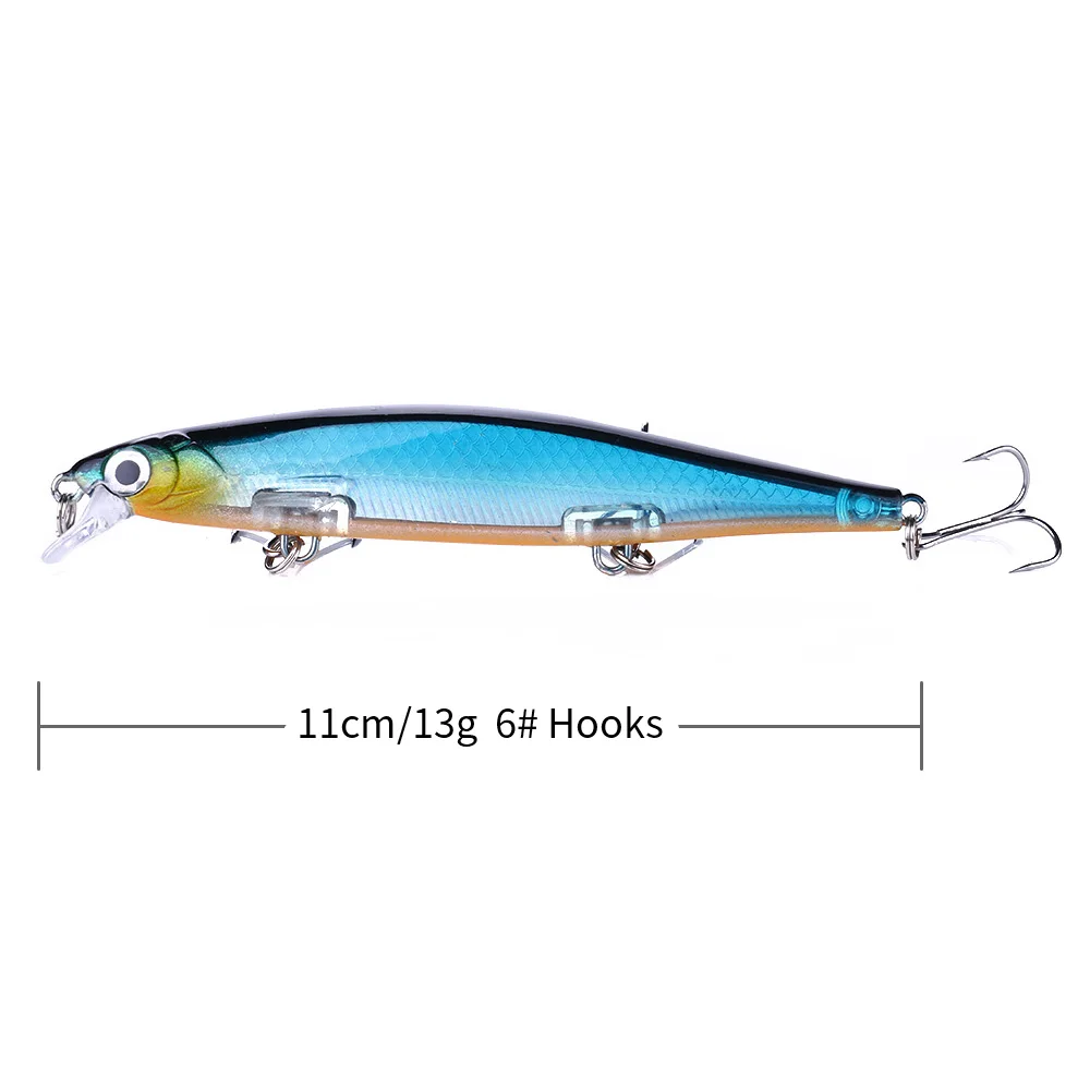 

1PCS Minnow Fishing Lure Laser Hard Artificial Bait 3D Eyes 11cm 13g Fishing Wobblers diving 0.2m-1m Crankbait Minnows